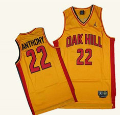 #22 Carmelo Anthony Gold Oak Hill Academy High School Stitched NBA Jersey