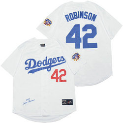 Los Angeles Dodgers #42 Jackie Robinson White hall of fame honor Throwback Authentic Stitched MLB jersey
