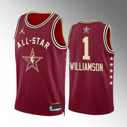 2024 All-Star #1 Zion Williamson Crimson Stitched Basketball Jersey