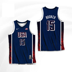 2024 Team USA #15 Devin Booker Navy Basketball Jerseys