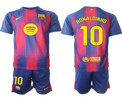 2025-26 Barcelona #10 RONALDINHO home Soccer Club Jersey