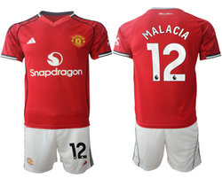 2025-26 Manchester United #12 MALACIA Home Soccer Club Jersey