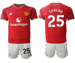 2025-26 Manchester United #25 SANCHO Home Soccer Club Jersey