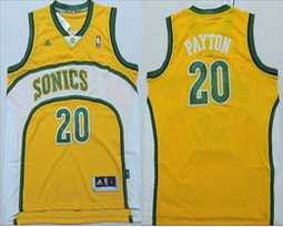 Adidas Seattle Sonics #20 Gary Payton Yellow Authentic Stitched NBA jersey
