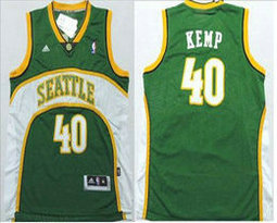 Adidas Seattle Sonics #40 Shawn Kemp Green Authentic Stitched NBA jersey