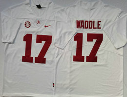 Alabama Crimson Tide #17 Jaylen Waddle White Vapor Untouchable Authentic College Sitched Football Jersey