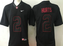 Alabama Crimson Tide #2 Jalen Hurts Black Lights Out Authentic Stitched NCAA Jersey