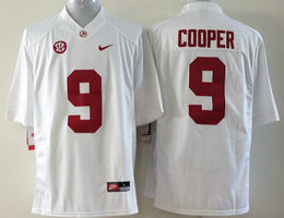 Alabama Crimson Tide #9 Amari Cooper White Authentic Stitched College Football Jersey