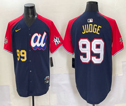 American League #99 Aaron Judge Navy Red sleeves 2025 All-Star Jersey