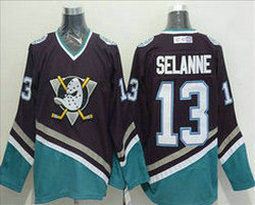 Anaheim Ducks #13 Teemu Selanne Purple Throwback Authentic Stitched NHL Jersey