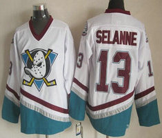 Anaheim Ducks #13 Teemu Selanne White Throwback Authentic Stitched NHL Jersey