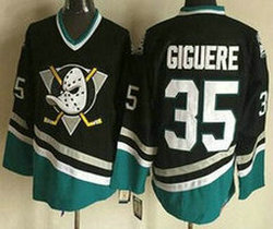 Anaheim Ducks #35 Jean-Sebastien Giguere Black Throwback CCM Authentic Stitched NHL jersey