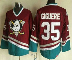 Anaheim Ducks #35 Jean-Sebastien Giguere Red Throwback CCM Jersey