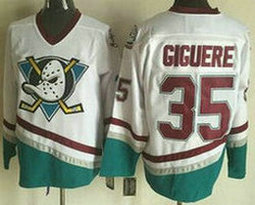 Anaheim Ducks #35 Jean-Sebastien Giguere White Throwback CCM Authentic Stitched NHL jersey