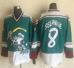 Anaheim Ducks #8 Teemu Selanne Green Throwback Stitched NHL Jerseys