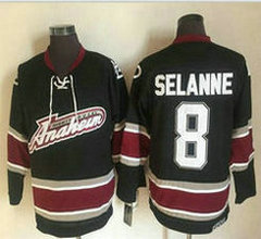 Anaheim Ducks #8 Teemu Selanne Throwback Black Authentic Stitched NHL Jersey