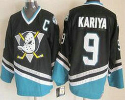 Anaheim Ducks #9 Paul Kariya black Throwback Authentic Stitched NHL Jersey