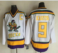 Anaheim Ducks #9 Paul Kariya White Throwback Authentic Stitched NHL Jerseys
