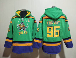Anaheim Ducks #96 Ducks conway Green All Stitched Hooded Sweatshirt