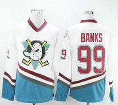 Anaheim Ducks #99 Adam Banks White Throwback Hockey Jersey