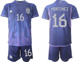 Argentina #16 MARITINEZ Away 2022 World Cup National Soccer Jersey