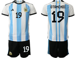 Argentina #19 OTAMENDI Home 2022 World Cup National Soccer Jersey