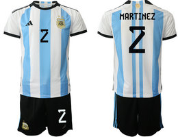 Argentina #2 MARTINEZ Home 2022 World Cup National Soccer Jersey