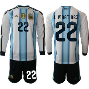 Argentina #22 L.Martinez Long sleeve home 2026 World Cup Soccer jersey