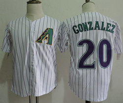 Arizona Diamondbacks #20 Luis Gonzalez White Strip Throwback Mitchell And Ness Stitched MLB Jersey