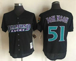 Arizona Diamondbacks #51 Randy Johnson Blue Throwback Authentic Stitched MLB jersey