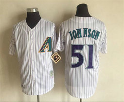 Arizona Diamondbacks #51 Randy Johnson White Throwback Authentic Stitched MLB Jersey