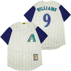 Arizona Diamondbacks #9 Matt Williams White Purple sleeve Throwback Authentic Stitched MLB jersey