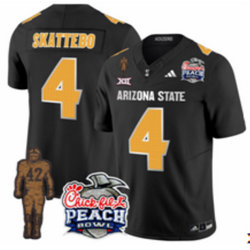 Arizona State Sun Devils #4 Cam Skattebo Black 2024 F.U.S.E. Maroon Pat Tillman Honoring Patch Stitched Jersey