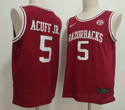 Arkansas Razorbacks #5 Darius Acuff Jr Red College Basketball Jersey