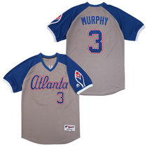 Atlanta Braves #3 Dale Murphy Gray Pullover Throwback Authentic Stitched MLB Jersey