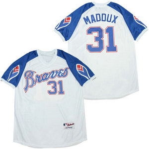 Atlanta Braves #31 Greg Maddux White Pullover Throwback Stitched MLB Jersey
