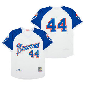 Atlanta Braves #44 Hank Aaron White 1974 Pullover Throwback Stitched MLB Jersey