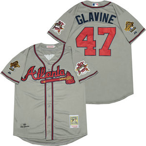 Atlanta Braves #47 Tom Glavine Grey 1995 Throwback Authentic Stitched MLB Jersey