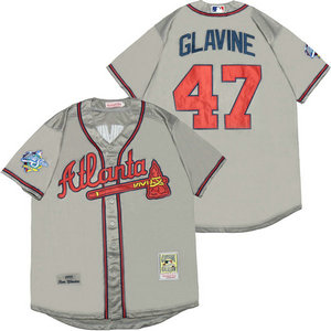 Atlanta Braves #47 Tom Glavine Grey 1999 Throwback Authentic Stitched MLB Jersey