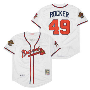 Atlanta Braves #49 John Rocker White 1995 Throwback Authentic Stitched MLB Jersey