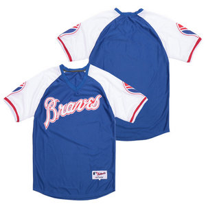 Atlanta Braves Blank Blue Pullover Throwback Authentic Stitched MLB Jersey