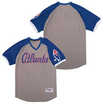 Atlanta Braves Blank Gray Pullover Throwback Authentic Stitched MLB Jersey