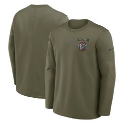 Atlanta Falcons Olive 2025 Salute To Service Sideline Coaches Therma-FIT Long Sleeve Shirt