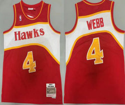Atlanta Hawks #4 Spud Webb Red 1986-87 Hardwood Classics Authentic Stitched NBA Jersey