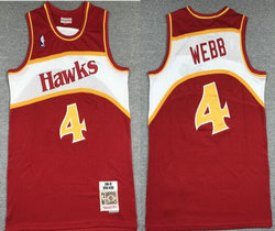 Atlanta Hawks #4 Spud Webb Red 86-87 Hardwood Classics Authentic Stitched NBA jersey