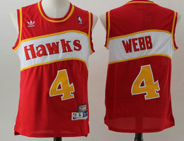 Atlanta Hawks #4 Spud Webb Red Throwback Authentic Stitched NBA jersey