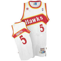 Atlanta Hawks #5 Josh Smith White Throwback Authentic Stitched NBA jersey