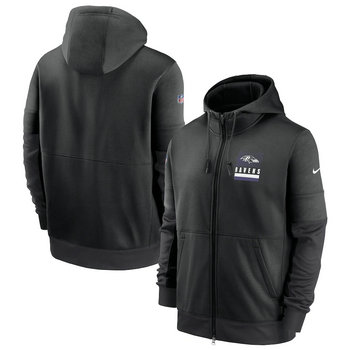 Baltimore Ravens Nike Black Sideline Impact Lockup Performance Full-Zip Hoodie