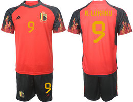 Belgium #9 R.LUKAKU Home 2022 World Cup National Soccer Jersey