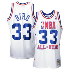 Boston Celtics #33 Larry Bird 1990 All-Star White Throwbalck Authentic Stitched NBA jersey